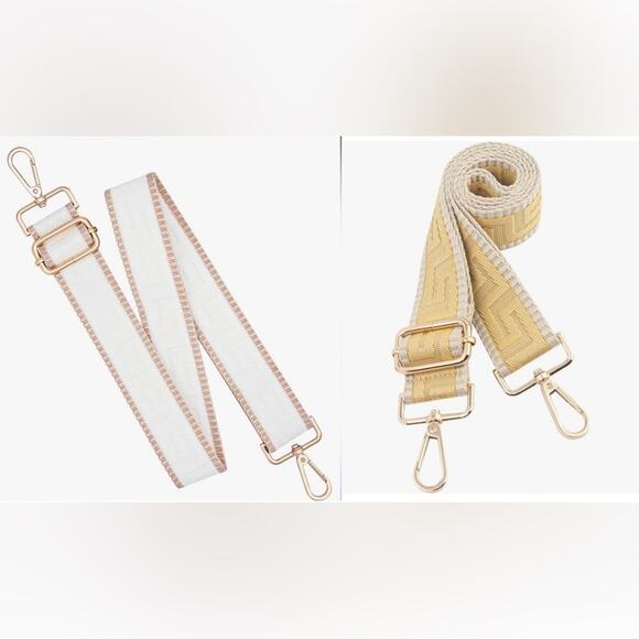 Adjustable Bag Guitar Strap Replacement Crossbody Shoulder Strap White Gold Tan - Picture 1 of 7